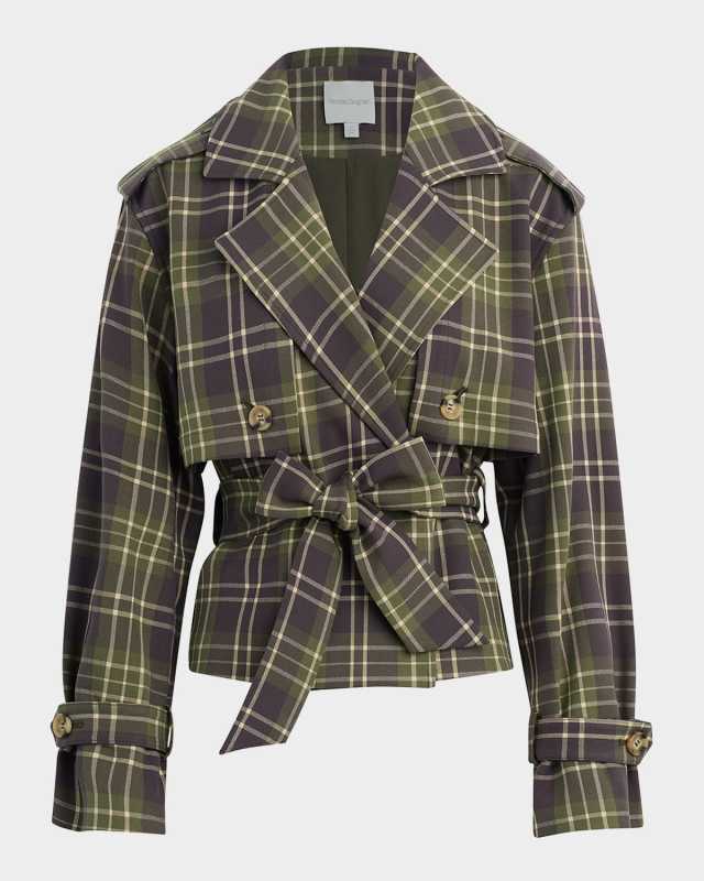The Cropped Charles Countryside Plaid Trench Coat